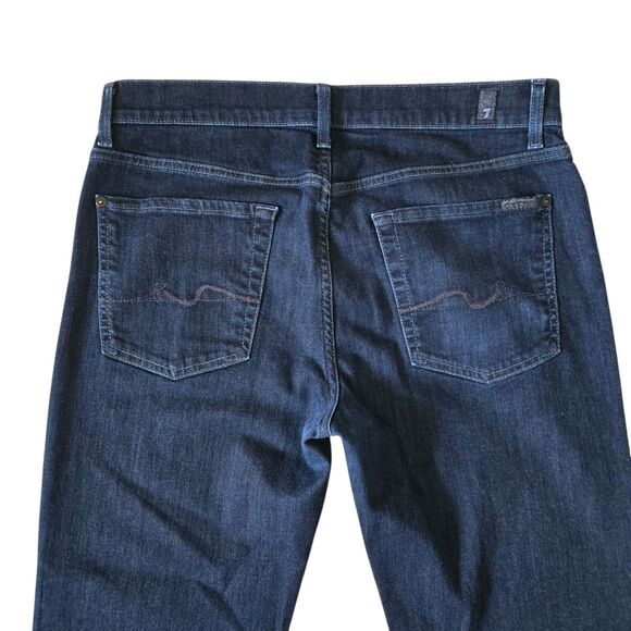 7 For All Mankind 32 Dark Wash Straight Leg Slimmy Jeans Women Mid-Rise - Picture 5 of 10